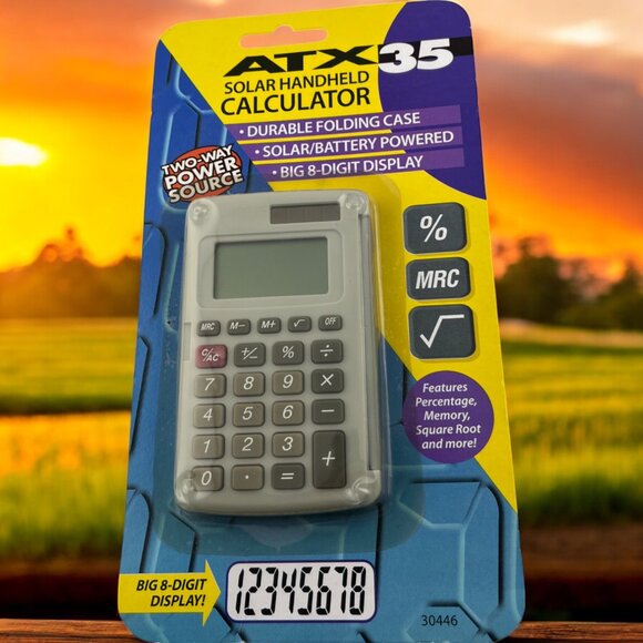 Vintage ATX35 Solar & Battery Powered Handheld‎ Calculator Big Display - Picture 1 of 5